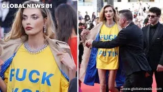 Model wears 'F**k You Putin' dress at Cannes; pic goes viral  #shorts