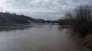 Паводок, СКО. Петропавловск, уровень воды за дамбой. 20.04.2017 год