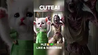 The beautiful owner's transformation into a zombie What happens to the cat !😿💚🧟‍♀️#kitten #ai
