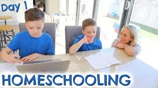HOMESCHOOL DAY 1 w/ 3 KIDS - HOMESCHOOLING IN QUARANTINE!  EMILY NORRIS