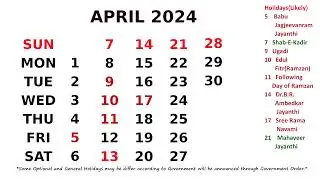 Calendar April 2024