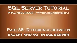 Difference between except and not in sql server