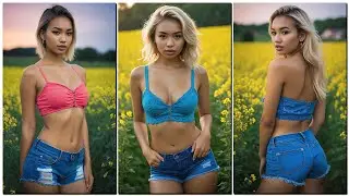 Красуні в полі серед жовтих квітів! | Stable Diffusion | Girls AI Lookbook