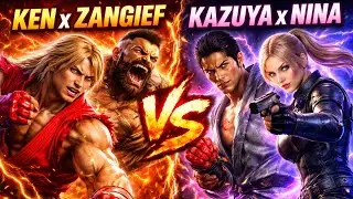 Кен Мастерс x Зангиев vs. Кадзуя Мисима x Нина | Ken Masters x Zangief vs. Kazuya Mishima x Nina
