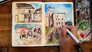 HONEST Timelapse Watercolor Mixed Media Sketchbook Process Landscape