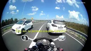 Depasire coloana cu motocicleta.