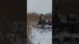 Самодельный снегоход по камышам