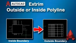 How to trim everything outside or inside the polyline using the Extrim command in AutoCAD