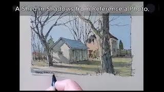 How to paint from a reference photo. Line and wash watercolor. Peter Sheeler