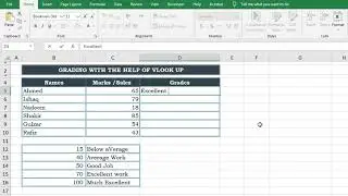Grading with the help of Vlookup for big data in MS Excel