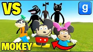 🐭MOKEY🐭 vs TREVOR HENDERSON CREATURES!! Garrys Mod Sandbox