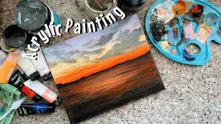📙 acrylic painting: sunset beach ⚡️