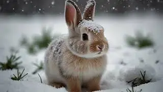 🎼 A bunny watching me sweep snow