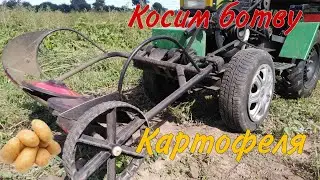 Косим ботву картофеля роторной косилкой
