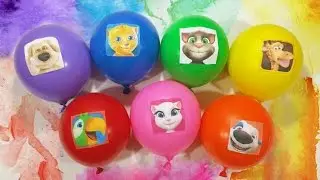 Talking Tom and Friends Balloon Teach Rainbow Colors | Family Finger Song Learn Colours