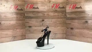 Pleaser Kiss 209 Black Patent Black Ankle Strap Platform Pole Shoes