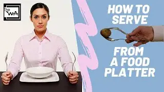 Serving food with spoon and fork! How to serve food from a food tray. F&B service. Waiter training