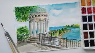 Пейзаж акварелью