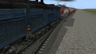 Trainz 2012 ЧС4Т-351 тащит локомотивы покрашенные мной