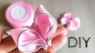 Дочка носит их, не снимая! Бантики из лент 4 см