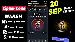 Hamster Kombat Daily Cipher Code 20 September Hamster Kombat Morse Today Code 20 September 1 M Coins