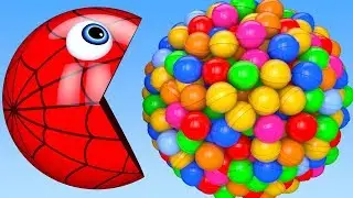 Learn Colors with PACMAN and Farm Watermelon Lollipop Surprise Toy Street Vehicle for Kid Children