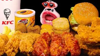 KFC Sauced Chicken, Fried Chicken & Chicken Burger! 🍗🍔💛 ASMR Mukbang Eating Show :)