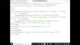 Write a program to append array x at the end of array a using extend method