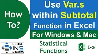 How to use Var.s (Variance) within Subtotal Function in MS Excel | Learn in 5 Minutes