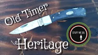 Schrade Old Timer 5OTH Heritage Series Bruin Folding Knife D2 Drop Point Blade, Laminate Wood.
