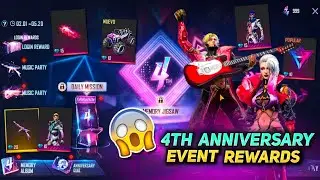 Free Fire 4th Anniversary Event | How To Claim 4th Anniversary Free Rewards | 4th Anniversary Bundle