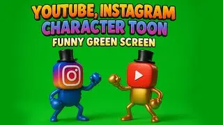 Instagram And YouTube Characters  Funny Toon Green Screen Animation | 4K Video | Free To Use |