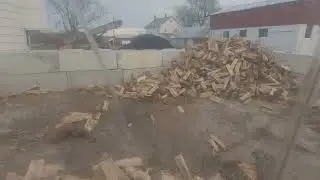 splitting firewood and getting distracted