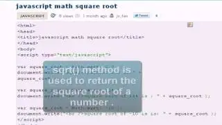 Javascript Tutorial :  squart root