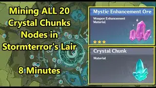 Mining ALL 20 Crystal Chunk Nodes in Stormterror's Lair Forging Mystic Enhancing Ores Genshin Impact