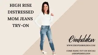 High Rise Distressed Mom Jeans
