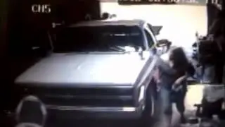 Bike gets hit by Truck in garage caught on security camera 4/20