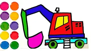💙Cara Menggambar Dan Mewarnai penggali hanya anak-anak💙Drawing and Coloring Excavator for kids💙