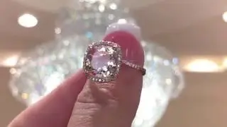 Princess Bride Diamonds 14K Rose Gold The Jasmine Cushion Morganite Halo Engagement Ring