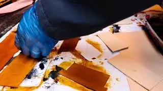 Hand dyeing leather wallets