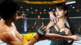 Crazy Fight 🔥🐉Bruce Lee woman vs. Jenna Ortega - EA Sports UFC 4
