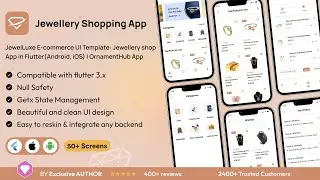 JewelLuxe E-commerce UI Template: Jewellery Shopping App in Flutter(Android, iOS)