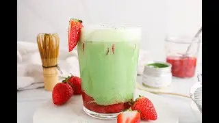 Iced Strawberry Oat Matcha Latte