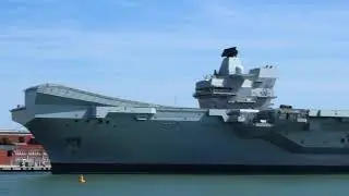 New and old - HMS Victory and aircraft carrier HMS Queen Elizabeth in dock - short clip Part 2