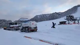 桂沢国設スキー場　ラッセル車　タンクローリー牽引　202312