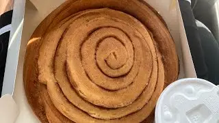 EATING A 5 POUND CINNAMON ROLL!