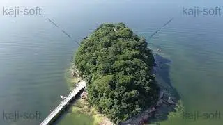 ドローン空撮映像・愛知県・三河湾・竹島・北側・前進・チルトダウン