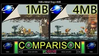 [1MB vs 4MB] Metal Slug (Sega Saturn vs Sega Saturn) Side by Side Comparison - Dual Longplay