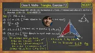 Q1 Ex 7.2, class 9 Math, triangles.