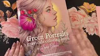 Green Portraits grayscale coloring book by Lana Green  flip Through
